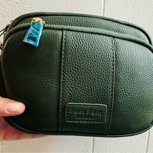 Pom Pom London Green Leather Crossbody Bag